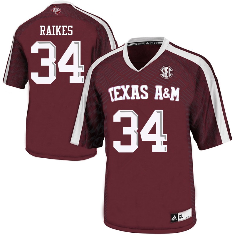 Men #34 Isaiah Raikes Texas A&M Aggies College Football Jerseys Sale-Maroon